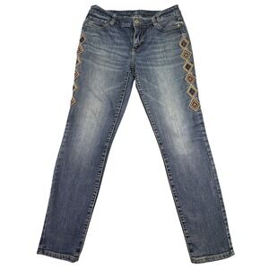 St. John's Bay Jeans Women's Size 31 Western Skinny Stretch‎ Geometric Denim